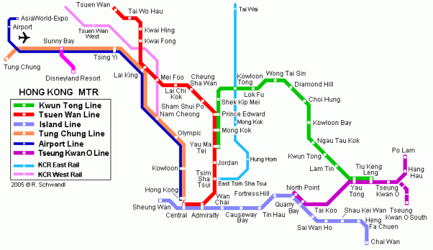 Übersichtskarte Transportwege in Hongkong